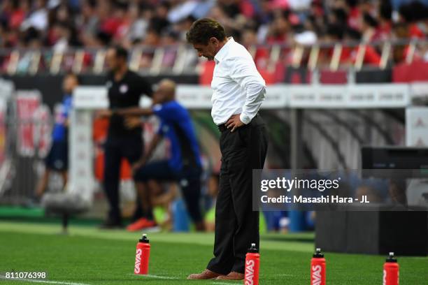 Head coach Mihailo Petrovic of Urawa Red Diamonds reacts during the J.League J1 match between Urawa Red Diamonds and Albirex Niigata at Saitama...