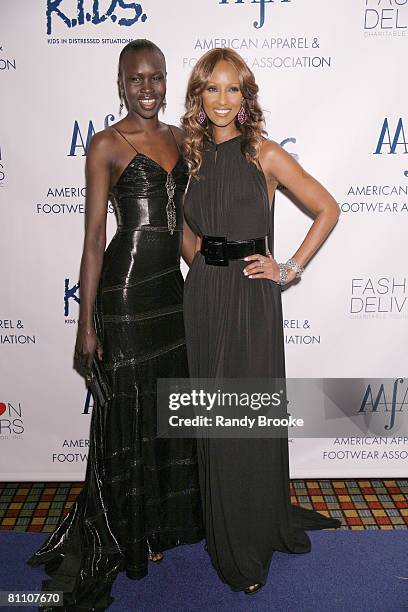 Models Alek Wek and Iman attend The 30th Annual AAFA American Image Awards at The Grand Hyatt Hotel on May 14, 2008 in New York City.