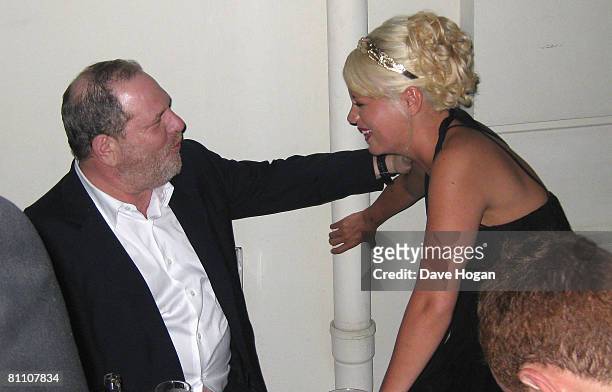 Lily Allen and Harvey Weinstein speak at the How To Lose Friends and Alienate People Party at Festival House during the 61st International Cannes...