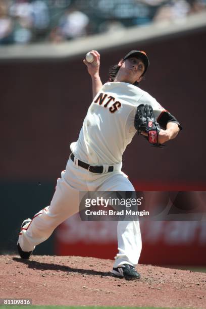 Tim Lincecum of the San Francisco Giants pitches during the game against the Houston Astros at AT&T Park in San Francisco, California on May 15,...