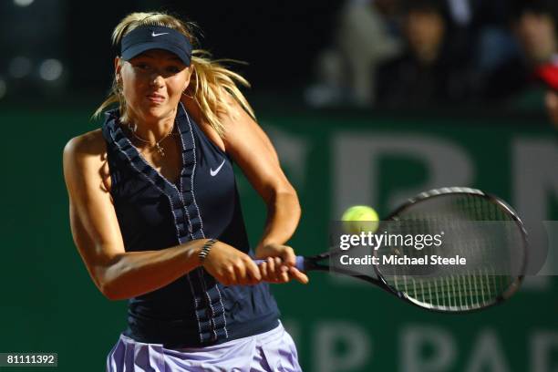 Maria Sharapova of Russia in action during her quarter final match against Patty Schnyder of Switzerland during the WTA Sony Ericsson Tennis at the...