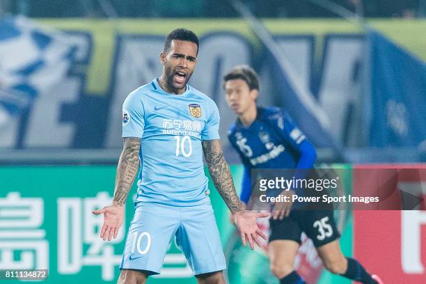 Jiangsu FC Forward Alex Teixeira reacts during the AFC Champions League 2017 Group H match between Jiangsu FC vs vs Gamba Osaka at the Nanjing...