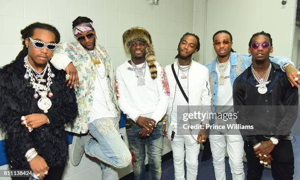 Takeoff, 2 Chainz, Ralo, Skooly, Quavo and Offset attend the Hot 107.9 Birthday Bash at Philips Arena on June 17, 2017 in Atlanta, Georgia.