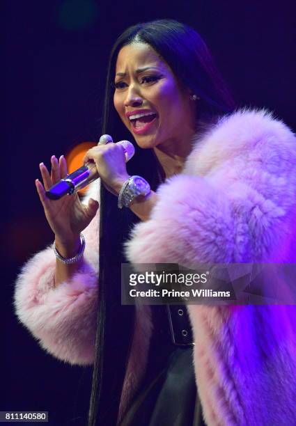 Nicki Minaj performs at the Hot 107.9 Birthday Bash at Philips Arena on June 17, 2017 in Atlanta, Georgia.