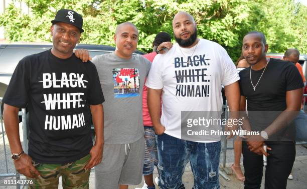 Alex Gidewon, Irv Gotti, Ryan Limbrick and Ruggs attend the Red White and Blue Day Party at Compound on July 3, 2017 in Atlanta, Georgia.