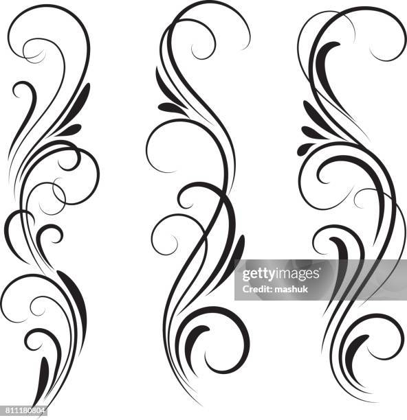 dekorative swirls - tätowierung stock-grafiken, -clipart, -cartoons und -symbole