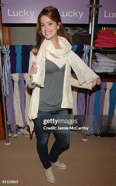 Actress Ashley Newbrough poses at Madewell during the Fifth Annual LUCKY CLUB on May 13, 2008 in New York City.