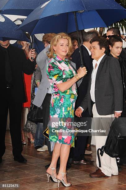 Actress Catherine Deneuve attend the Un Conte de Noel photocall at the Palais des Festivals during the 61st Cannes International Film Festival on May...