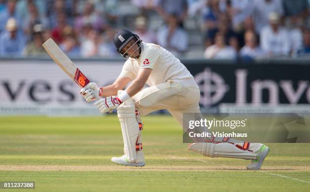 England Captain Joe Root batting during Day One of the 1st Investec Test Match between England and South Africa at Lord's Cricket Ground on July 6,...