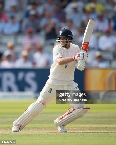 England Captain Joe Root batting during Day One of the 1st Investec Test Match between England and South Africa at Lord's Cricket Ground on July 6,...