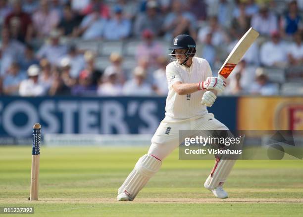 England Captain Joe Root batting during Day One of the 1st Investec Test Match between England and South Africa at Lord's Cricket Ground on July 6,...