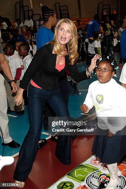 Former supermodel and media celebrity Christie Brinkley participates in the Boys and Girls Club of America's National Family Fitness Day at the...