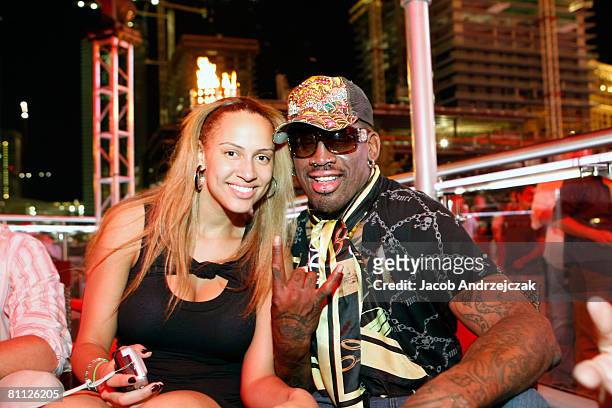 Alexis Rodman and Former NBA player and father Dennis Rodman celebrate at Hawaiian Tropic Zone's 'Torrid' Nightclub nside the Planet Hollywood Resort...