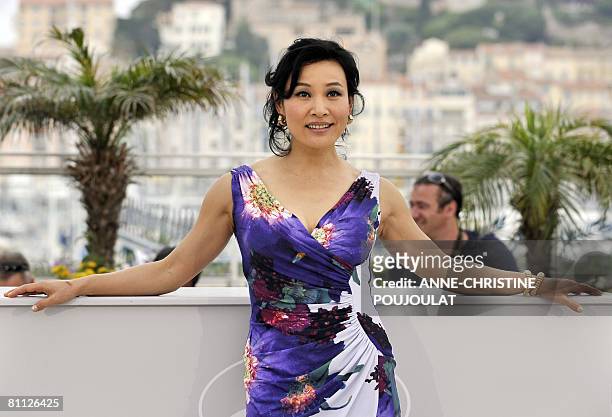 Chinese actress Joan Chen poses during a photocall for Chinese director Jia Zhang Ke's film '24 City' at the 61st Cannes International Film Festival...