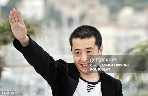 Chinese director Jia Zhang Ke gestures during a photocall for his film '24 City' at the 61st Cannes International Film Festival on May 17, 2008 in...