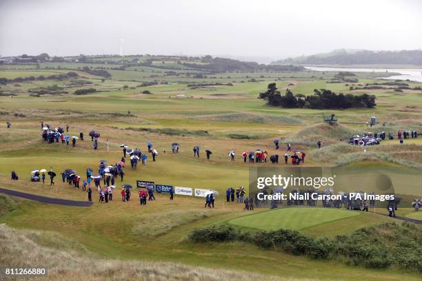 General view as the crowd watch the action on the 11th hole during day four of the Dubai Duty Free Irish Open at Portstewart Golf Club.