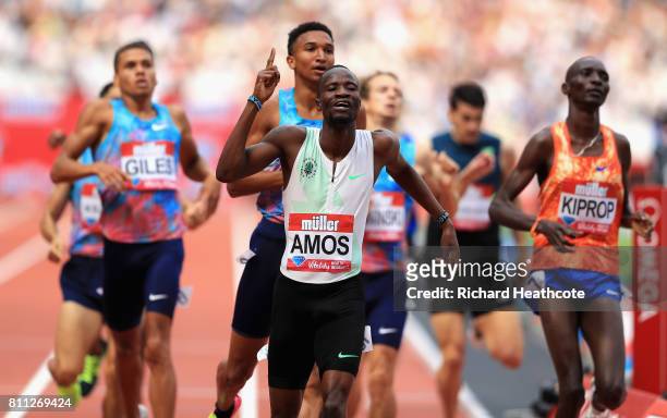 Nijel Amos of Botswana wins the mens 800m final during the Muller Anniversary Games at London Stadium on July 9, 2017 in London, England.