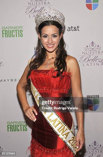 Melissa Marty poses at the Grand Finale of Univisions Nuestra Bella Latina at the Greenwich Studios on May 16, 2008 in Miami.