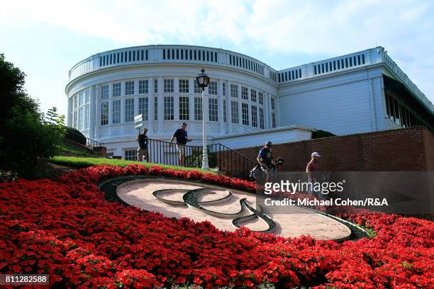 General view of the clubhouse and the first tee box during the fourth and final round of The Greenbrier Classic held at The Old White TPC on July 9,...
