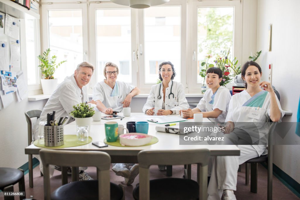 Medical professional in staff room during work break