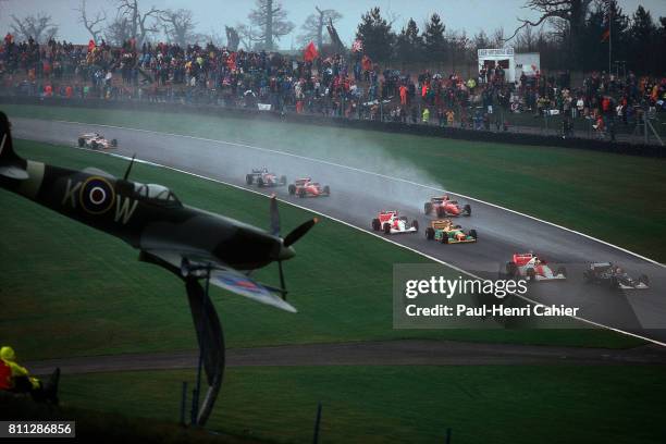 Karl Wendlinger, Ayrton Senna, Michael Schumacher, Sauber C12, McLaren- Ford MP4/8, Grand Prix of Europe, Donington Park, 11 April 1993.