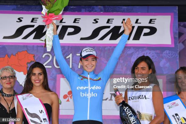 28th Tour of Italy 2017 / Women / Stage 10 Podium / Cecilie Uttrup LUDWIG UCI World Tour Blue Best Young Rider Jersey/ Celebration / Champagne /...