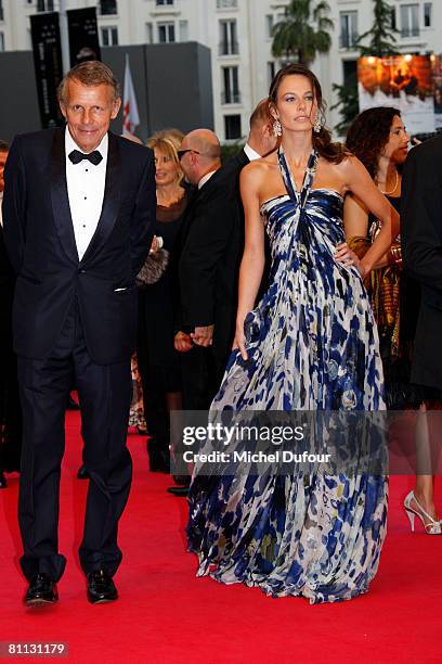 Patrick Poivre D'Arvor and Agathe Borne arrive at the premiere for the film 'Vicky Cristina Barcelona' at the Palais des Festivals during the 61st...