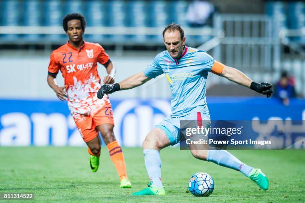 Adelaide United Goalkeeper Eugen Galekovic in action during the AFC Champions League 2017 Group Stage - Group H match between Jeju United FC vs...