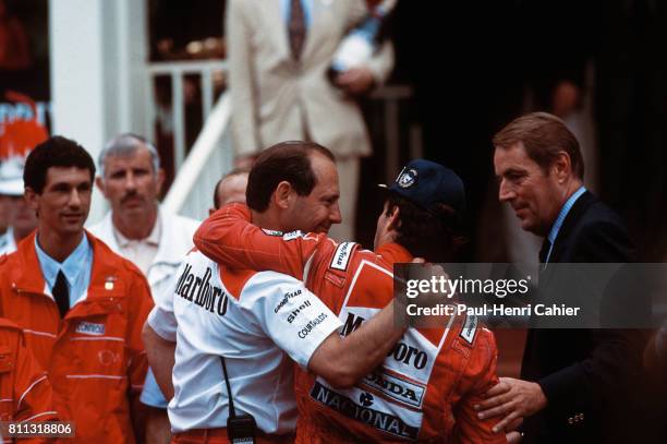 Ayrton Senna, Ron Dennis, Grand Prix of Monaco, Monaco, 31 May 1992.