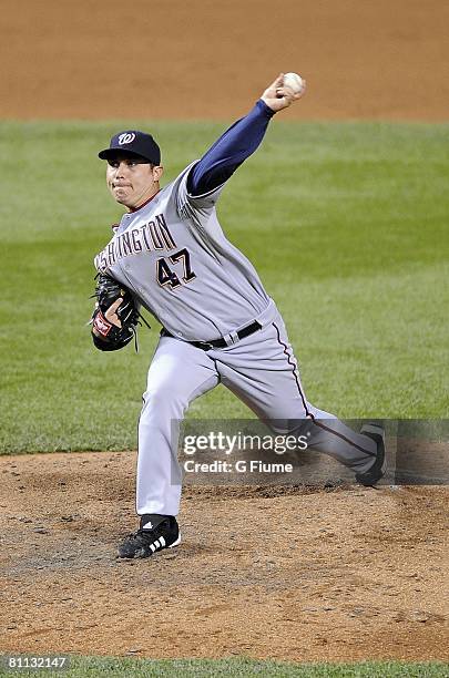 Matt Chico of the Washington Nationals pitches against the Baltimore Orioles on May 16, 2008 at Camden Yards in Baltimore, Maryland.