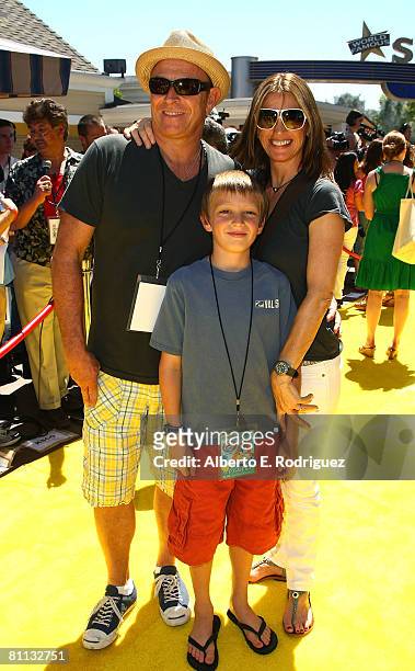 Actor Corbin Bernsen, actress Amanda Pays and son Finley Bernsen arrive at the Launch celebration party for The Simpson's Ride at Universal Studios...