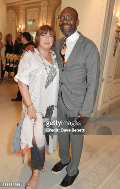 Sir Lenny Henry and Lisa Makin attend The South Bank Sky Arts Awards drinks reception at The Savoy Hotel on July 9, 2017 in London, England.