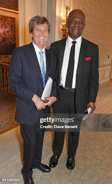 Lord Melvyn Bragg and Baz Bamigboye attend The South Bank Sky Arts Awards drinks reception at The Savoy Hotel on July 9, 2017 in London, England.