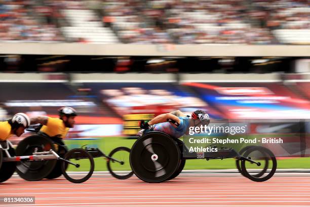 David Weir of Great Britain competes in the Men's T54 800m during the Muller Anniversary Games on July 9, 2017 in London, England.