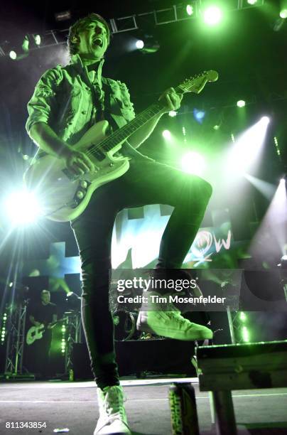 Alex Gaskarth of All Time Low performs in support of the band's "Last Young Renegade" tour at the Fox Theater on July 8, 2017 in Oakland, California.