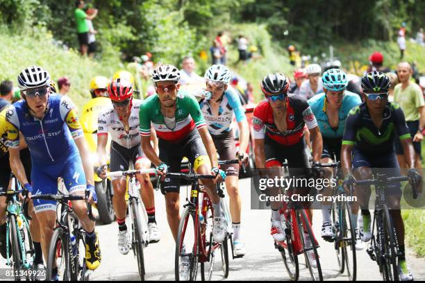 Daniel Martin of Ireland riding for Quick-Step Floors, Richie Porte of Australia riding for BMC Racing Team, Fabio Aru of Italy riding for Astana Pro...