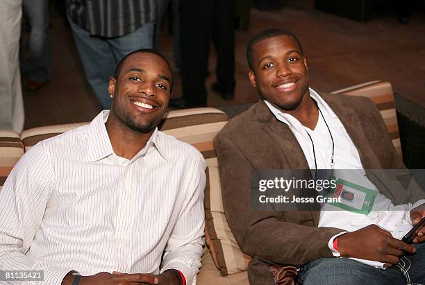 Pittsburgh Steelers wide receiver Limas Sweed and Carolina Panthers running back Jonathan Stewart at the 2008 NFL PLAYERS Rookie Premiere Reception...