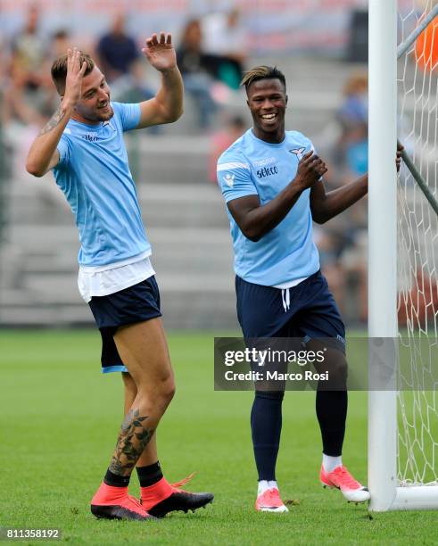 Sergej Milinkovic Savic and Balde Diao Keita of SS Lazio during the SS Lazio Training Camp - Day 1 on July 9, 2017 in Rome, Italy.