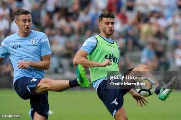 Adam Marusic and Wesley Hoedt of SS Lazio during the SS Lazio Training Camp - Day 1 on July 9, 2017 in Rome, Italy.