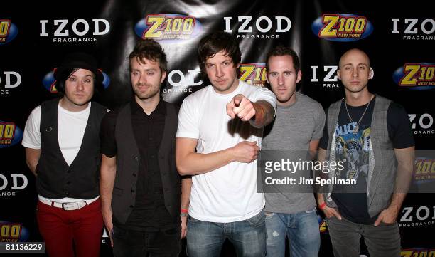 Simple Plan attend the Z100s Zootopia 2008 presented by IZOD FRAGRANCE - Press Room at the IZOD Center on May 17, 2008 in East Rutherford, New Jersey.