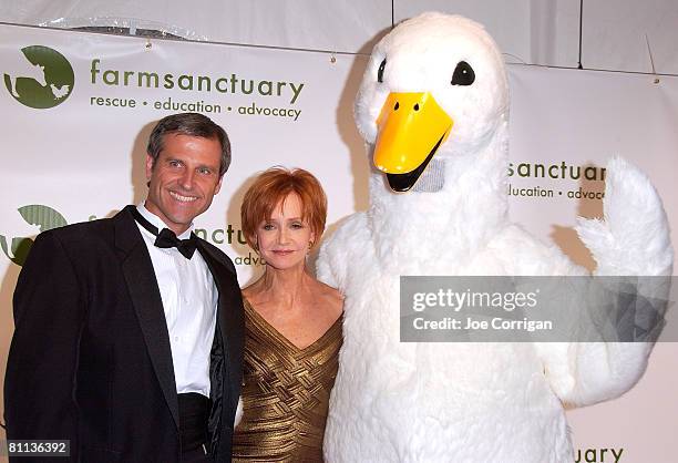 President and co-founder of Farm Sanctuary Gene Baur with actress Swoosie Kurtz at the 2008 Farm Sanctuary Gala for Farm Animals at Cipriani Wall...