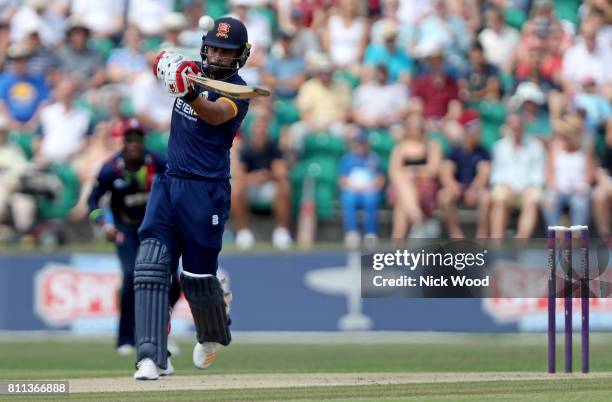 Tamim Iqbal in batting action during the Kent Spitfires v Essex Eagles - NatWest T20 Blast cricket match at the County Ground on July 09, 2017 in...