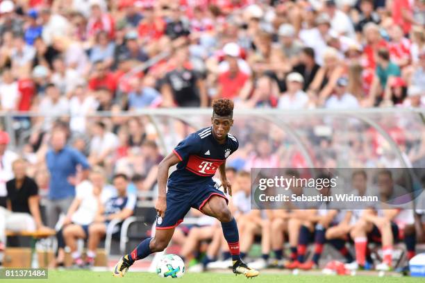 Kingsley Coman of FC Bayern Muenchen plays the ball during the preseason friendly match between FSV Erlangen-Bruck and Bayern Muenchen at Adi Dassler...