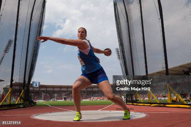 Julia Harting competes during women's discus throw Final during day 2 of the German Championships in Athletics at Steigerwaldstadion on July 9, 2017...
