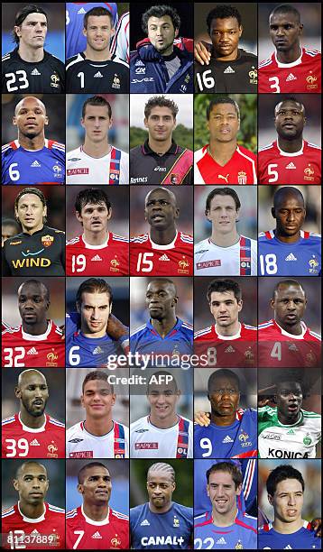 Combo shows the France football 30-man squad for Euro 2008, named by France team coach Raymond Domenech on May 18, 2008 in Paris. : goalkeepers :...
