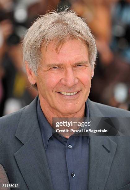 Actor Harrison Ford poses during the Indiana Jones and The Kingdom of The Crystal Skull - photocall at the Palais des Festivals during the 61st...