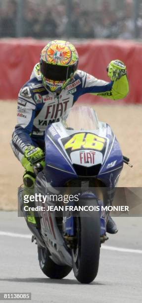 Italian Valentino Rossi rides his Yamaha during the French Moto GP on May, 18 2008 at Le Mans? racetrack, western France. Valentino Rossi won the...