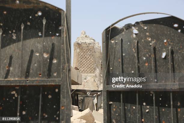 Great Mosque of al-Nuri and al-Hadba minaret are seen after Mosul completely freed from Daesh in Mosul, Syria on July 9, 2017. Mosul was captured by...