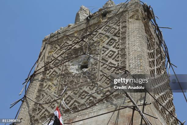 Great Mosque of al-Nuri and al-Hadba minaret are seen after Mosul completely freed from Daesh in Mosul, Syria on July 9, 2017. Mosul was captured by...