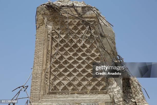 Great Mosque of al-Nuri and al-Hadba minaret are seen after Mosul completely freed from Daesh in Mosul, Syria on July 9, 2017. Mosul was captured by...